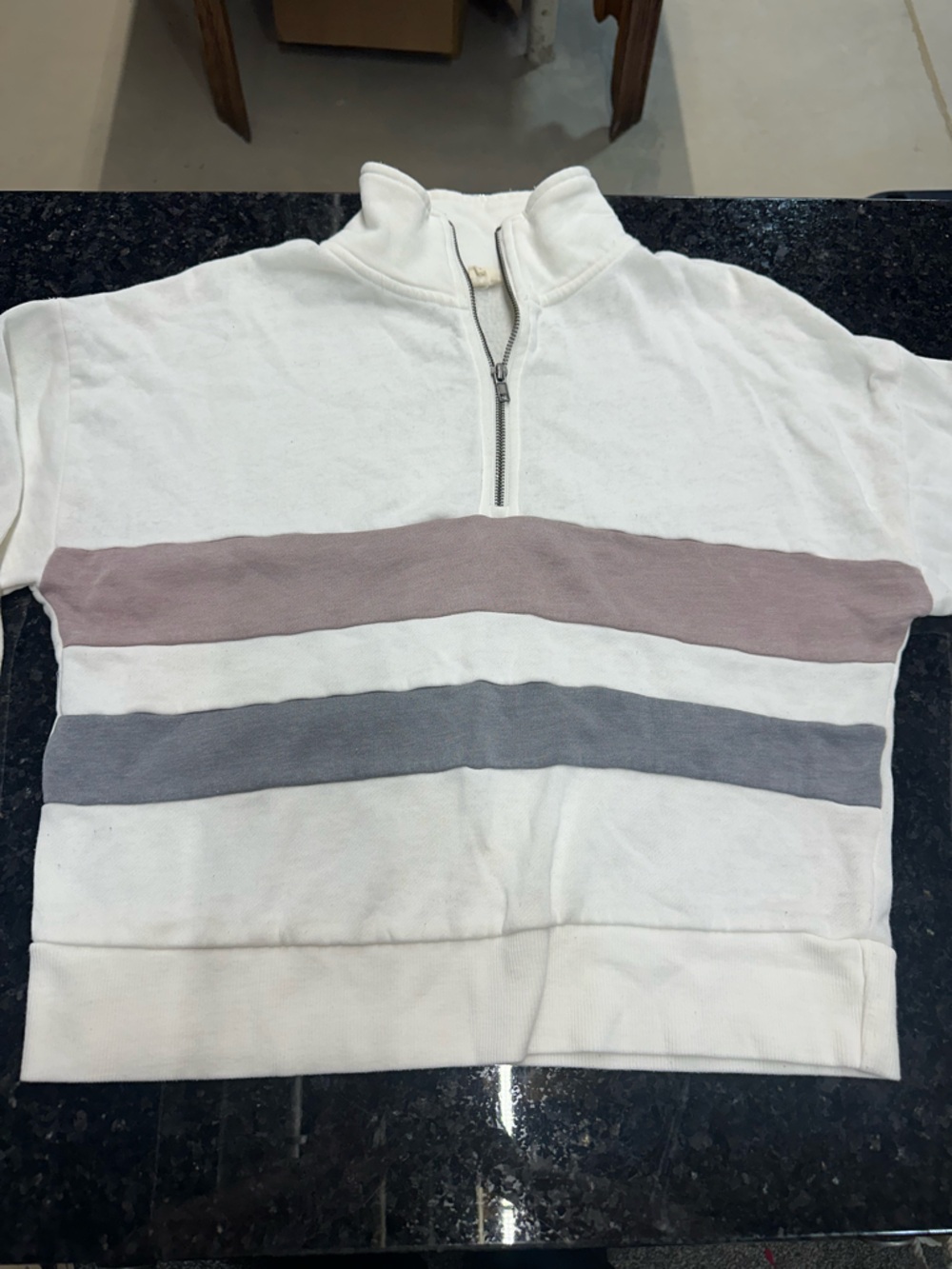 Hippie Rose White quarter zip sweater